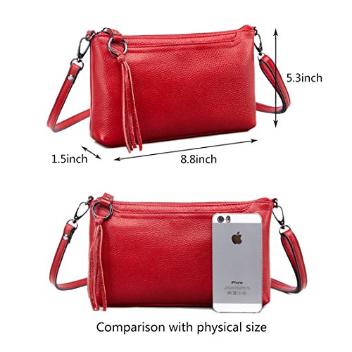 Artwell Genuine Leather Crossbody Bag For Women Small Tassel Shoulder Bag Zipper Clutch Phone Wallet Purse3
