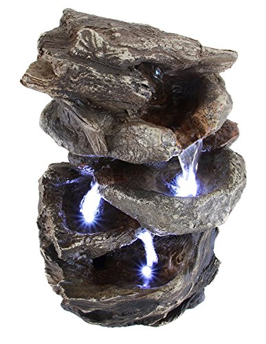 Primrose 28cm Hayal Grey 3 Tier Cascade Tabletop Water Feature Indoor Table Fountain with LED Lights - Image 4