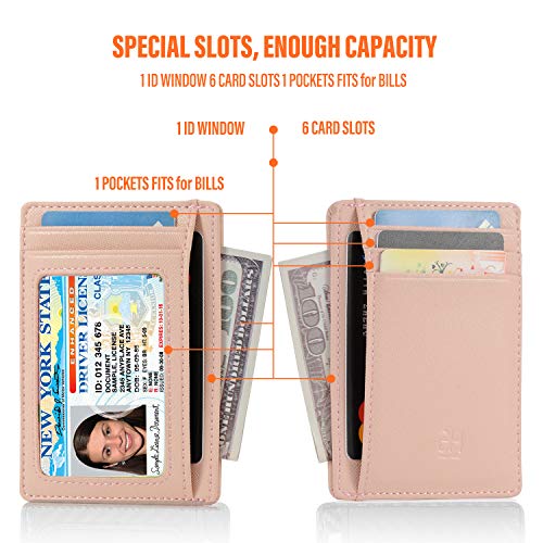 Image of GH GOLD HORSE Slim RFID Blocking Card Holder Minimalist Leather Front Pocket Wallet for Women | Slim