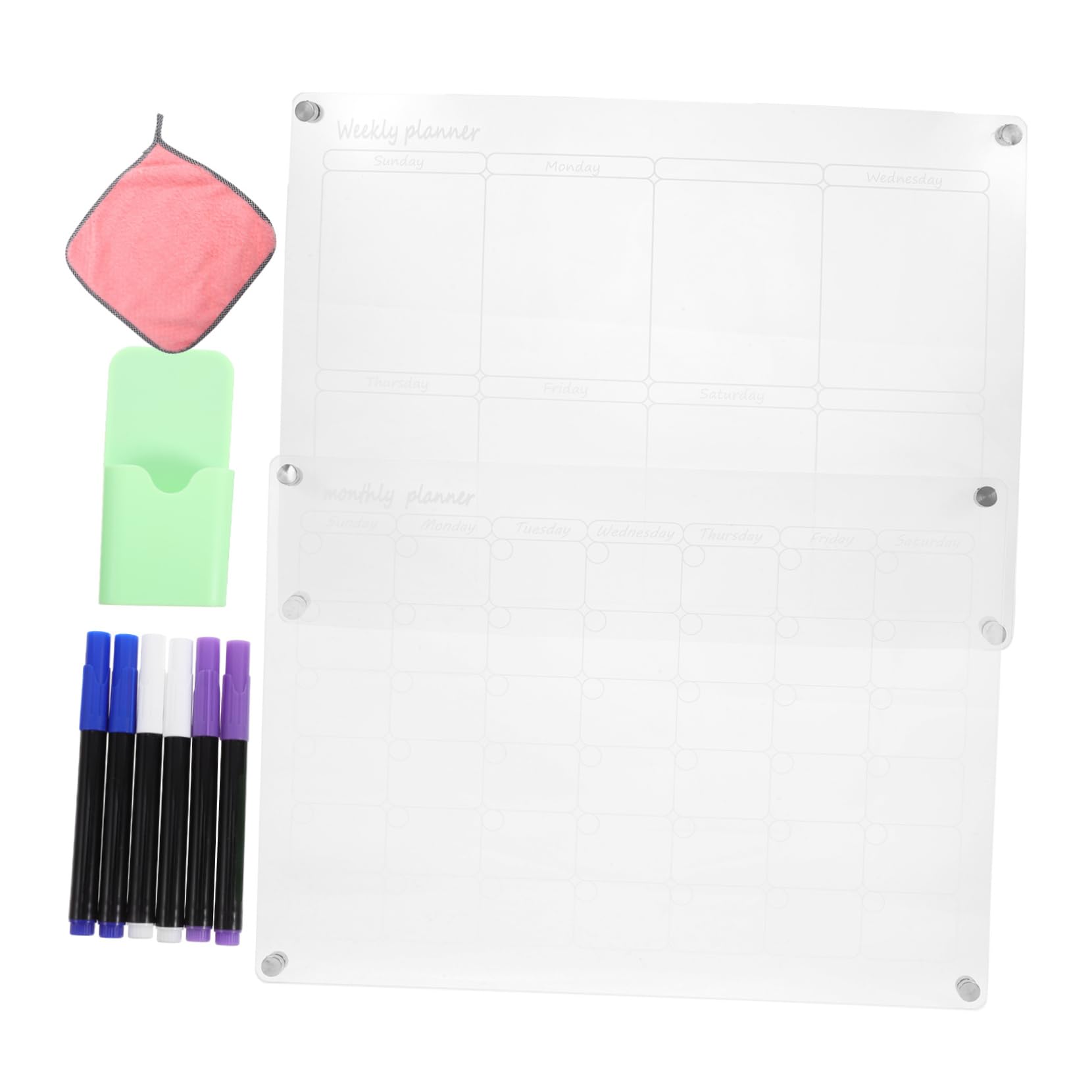 Angoily Calendario de Borrado Seco Mensual y Semanal para Nevera Pizarra Planificadora de Comidas Transparente Planificador Semanal Magnético para Cocina Menú de Cena para Refrigerador