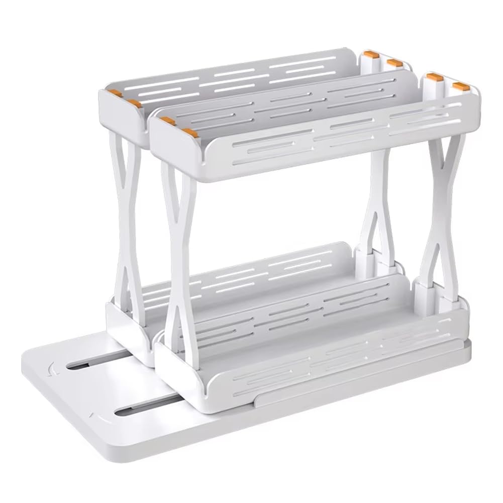 CTRLZS 2-Tier Rotating Spice Rack - Detachable Plastic Seasoning Storage Organizer for Kitchen Cabinets, Space-Saving Design