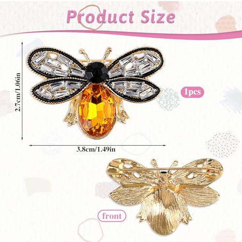 Bee Brooch Pin, Honey Bee Rhinestone Pins Vintage Crystal Insect Themed Lapel Pins Stylish Accessories for Women Men Party Dating Daily2