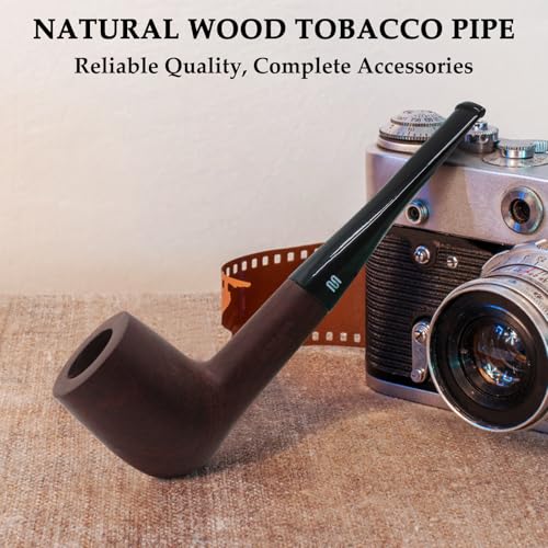 Tobacco Pipe Set,Handmade Wood Tobacco Smoking Pipe,Pipe Starter Kit for Beginner with Replaceable Pipe Filters Pipe Stand Pipe Bowl Screens Pipe Cleaners 3 in 1 Pipe Tool and Accessories - Image 7