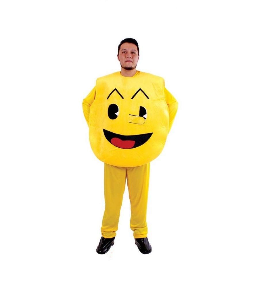 S.S. Disfraz Emoticono Sonrisa. Adulto. Talla L. Incluye también Camiseta y pantalón.