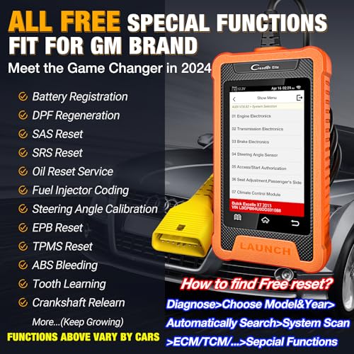 2025 LAUNCH Creader Elite fit for GM Bi-Directional Scanner, All Resets Full System Diagnostic Scan Tool, ECU Coding, Full OBD2 Code Reader for Buick/Chevrolet/Cadillac/GMC, Lifetime Free Update