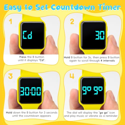 Image of Potty Training Watch for Toddlers with Countdown, Magnetic Charging, Flashing Lights, Fun Music or Vibration Alerts - Waterproof Interactive Toilet Training Reminder for Boys & Girls Ages 2-9
