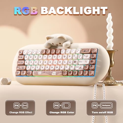 Image of YUNZII C68 Wireless Mechanical Keyboard (Brown Cat, Milk Switch)
