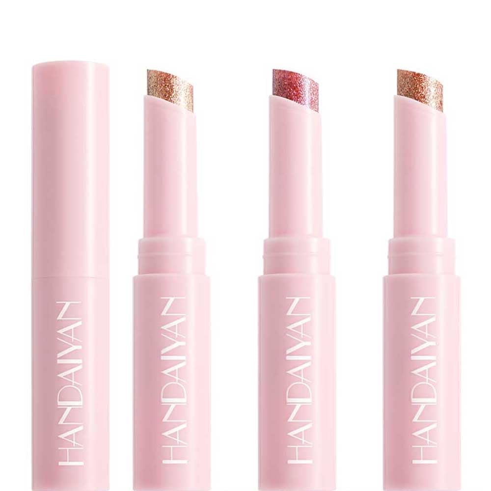URQT 3PCS Crystal Jelly Glaze Stick Eye Shadow Stick, Multi-Use Shimmer Highlighter Pencil, Hydrating Glitter Lip Balm, Long-Lasting Eye Brightener & Lip Tint Makeup for All Skin Tones (Set B)