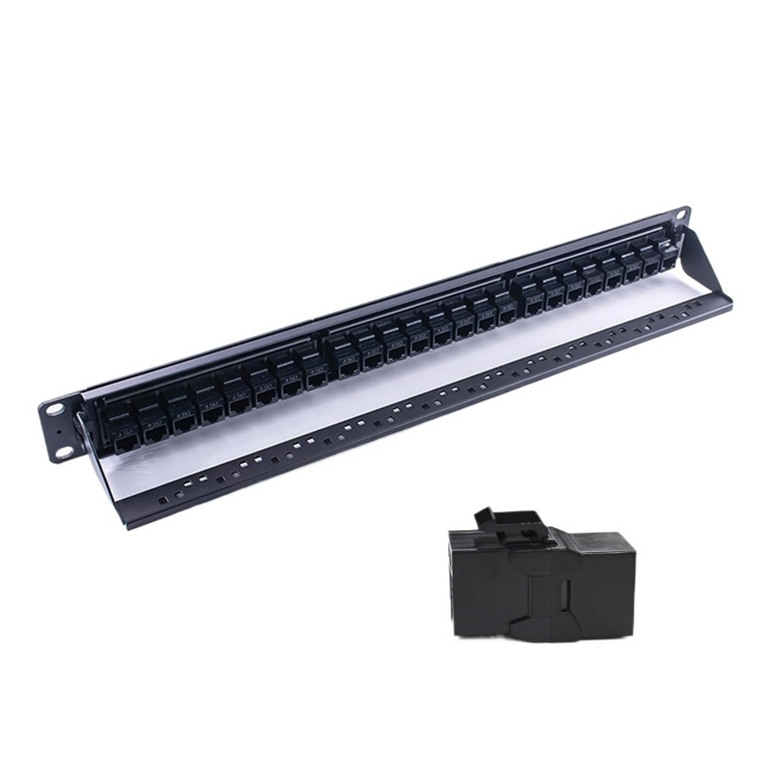 48.3 cm 1U Szafa Rack Pass-Through 24 Port CAT6 Patch Panel RJ45 Kabel sieciowy Adapter Keystone Modułowa rama dystrybucyjna
