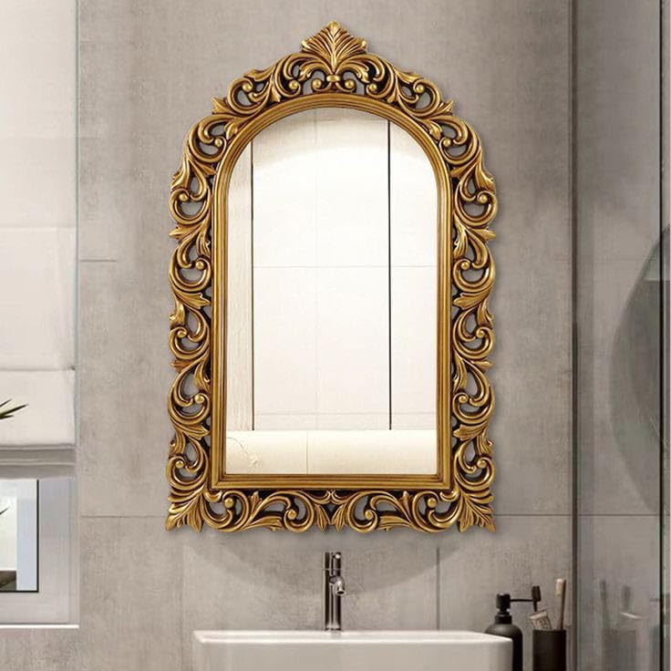 Antique Gold Wooden Mirror Frame - Handmade Wall Decor -1