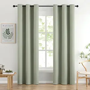 MIULEE 90" Long Room Darkening Curtains Thermal Insulated Drapes Solid Window Treatment Set Grommet Top Light Blocking Blackout Curtain for Living Room/Bedroom 2 Panels Sage Green