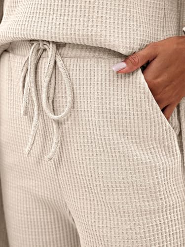 Image of Eurivicy Womens Lounge Set Waffle Knit 3 Piece Pajama Sets Tank Tops Loose Pants with Long Cardigan Loungewear 2026