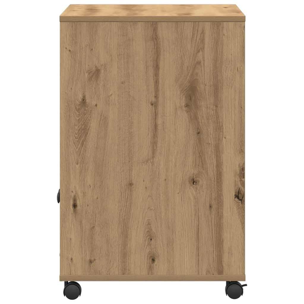 Soporte para impresora de madera de roble Artisan, 60 x 48 x 74 cm, con espacio de almacenamiento y botones negros, para oficina en casa o oficina, estante estable, ahorra espacio, duradero