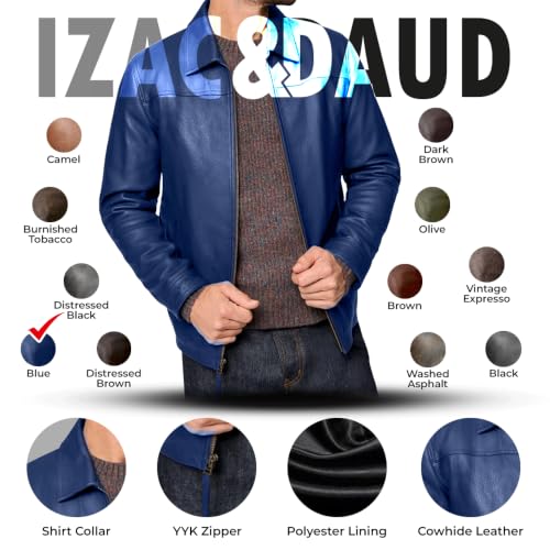 Image of Isaac & David Chicago Men's New Black /Brown Lambskin Leather Classic Open Bottom Jacket Motorcycle Vintage Racing Jacket