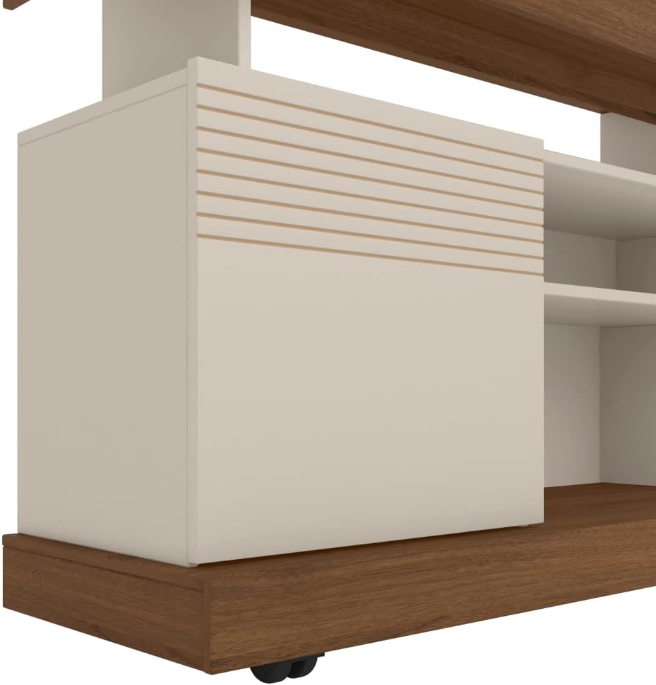 Close-up of the decorative machined detail on the hinged door of the Linea Brasil Gramado TV Table.