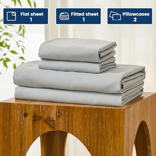 Image of Bedlifes 100% French Linen Queen Bed Sheet Set - 16 inch Deep Pocket, 4-Piece | Soft & Durable, Breathable & Cooling, Pure Flax Linen, OEKO-TEX Certified, Moisture-Wicking, Easy Care, Machine Washable