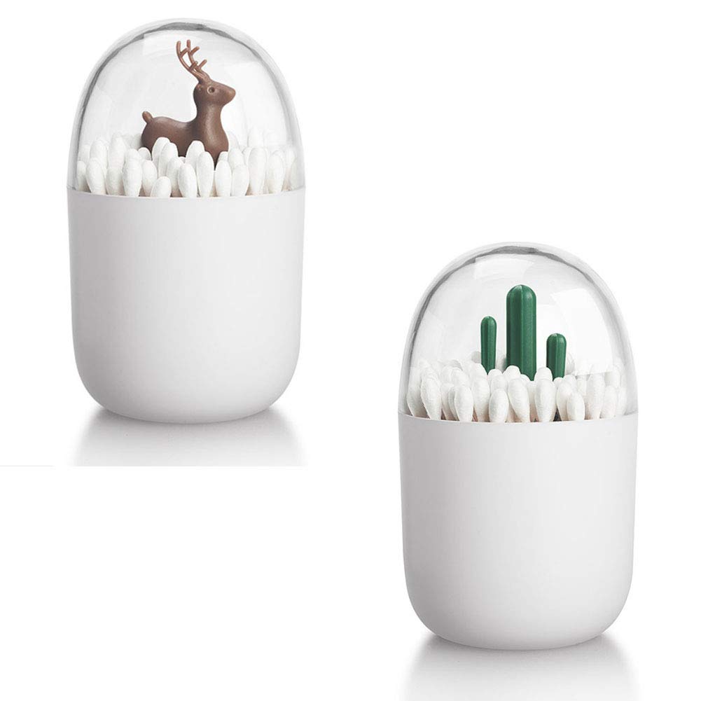 2 Pack Creative Cotton Swab Holder Cotton Bud Small Q-Tips Toothpicks Brushes Holder Box Case Storage Organizer Jar