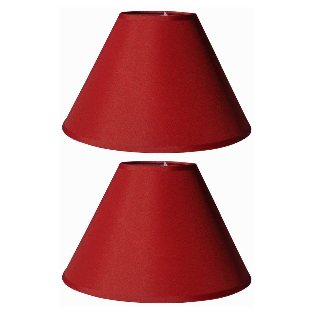 Britalia 2 Pack - Burgundy 12" Cotton Coolie Vintage Lampshade with Reversible Gimble & Shade Reducing Ring to Fit All Types of Lampholders - Taped Edges - Hard Lined - Sold in Pairs
