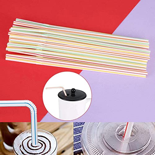 100 pitillos flexibles descartables de plástico 20.5 cm miniatura 6