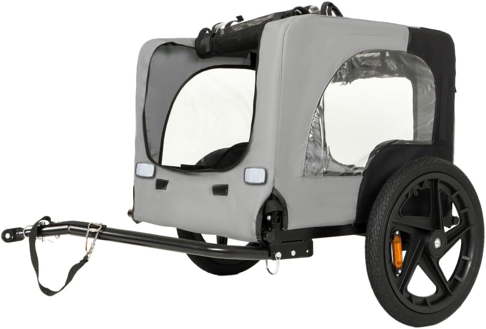 Premium Foldable Outdoor Pet Bike Trailer with All-Terrain Wheels and Universal Hitch for Dogs and Cargo Transport