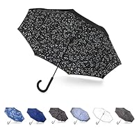 Totes Inbrella Reverse-Close Folding Umbrella, Zodiac, One Size, InBrella Reverse Auto Close Stick Umbrella with J Hook, Wind & Rainproof