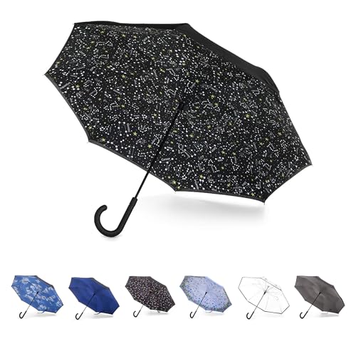 Image of Totes Auto Reverse Close Windproof Stick Inbrella with Water Repellent Protection