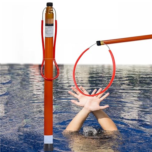 Barra de alcance salvavidas con diseño reflectante, soporta 120 kg de carga para rescate de emergencia en piscinas, lagos y muelles