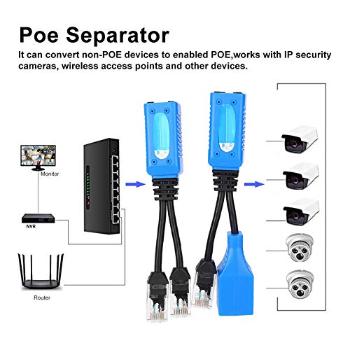 KANASI RJ45 Splitter Combiner POE Adapter Conectores, Kit de Cable de Alimentación Pasivo para Cámaras IP y Puntos de Acceso Inalámbricos miniatura 3