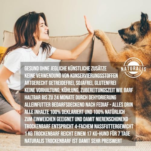 Naturalis Smart 80 Barf Trockenbarf Hundefutter 1kg Lachs Alleinfuttermittel ohne Zusätze getreidefrei sojafrei glutenfrei 100% Natur - schonend luftgetrocknet…