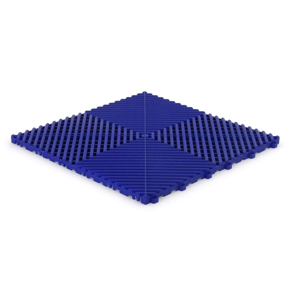Lot de 25 dalles de sol clipsables - BLEU FONCE - (4m²) pour garage, cellier, atelier, abris de jardin. Effet Damier 40x40cm, ép.1,8cm, Marque CLIC & dalle, série CLASSIC, Intérieur-Extérieur.