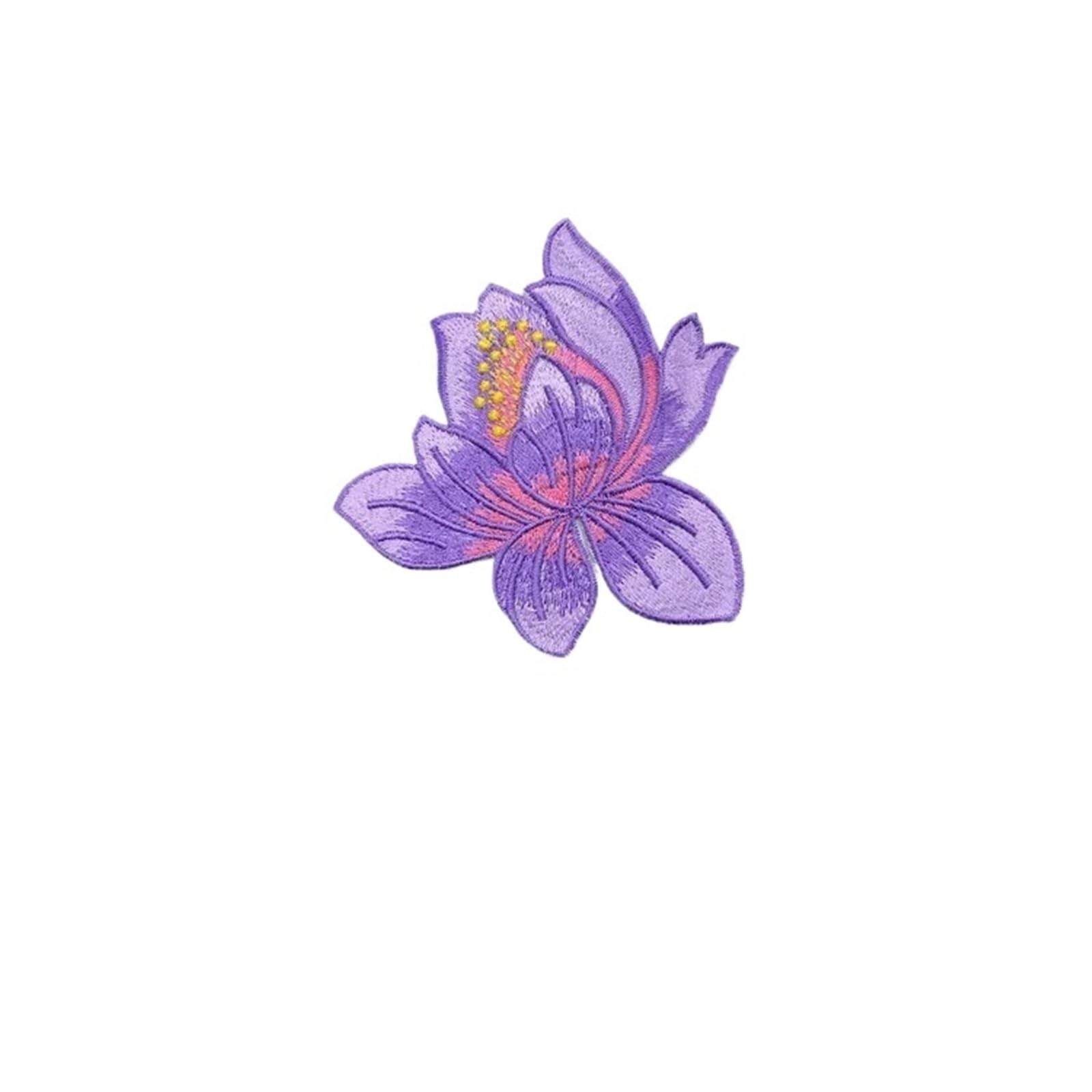 Wtaxbh Purple Iron On Patches 6Pc 8.5Cm/Lotus Flower Applique Patches Thermocollant,Fabric Flowers Embroidery Iron On Stickers For Clothing,Dress,Cheongsam(Purple)