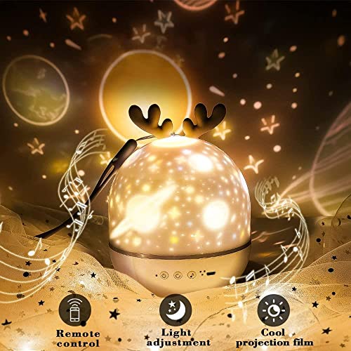 Bébé Veilleuse Projecteur,SIMSPEAR Lampe de Projecteur avec 8 Chansons,6 Films de Projection,LED Enfant Veilleuse Lampe Musicale et Lumineuse 360°Rotation pour Noël,Anniversaire pour Enfants - Image 6