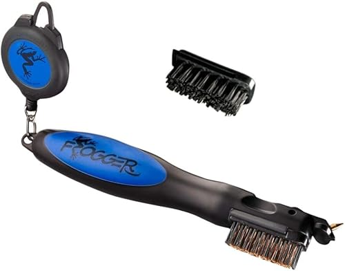 Frogger BrushPro Golf Club Cleaner with Ergonomic Grip and Retractable Cord | Sturdy Golf Brush and Groove Cleaner with Advanced Scrub Cleaning Technology for Professional Golfers