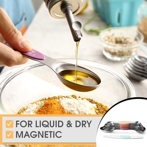 Image of Spring Chef Stainless Steel 8 Magnetic Measuring Spoons Set, Desert Sunset