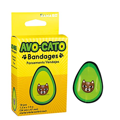 GAMAGO AVO-Cato Bandages for Kids & Kidults - Set of 18 Individually Wrapped Self Adhesive Bandages - Sterile, Latex-Free, Antibacterial, Easily Removable - Funny Gift & First Aid Addition