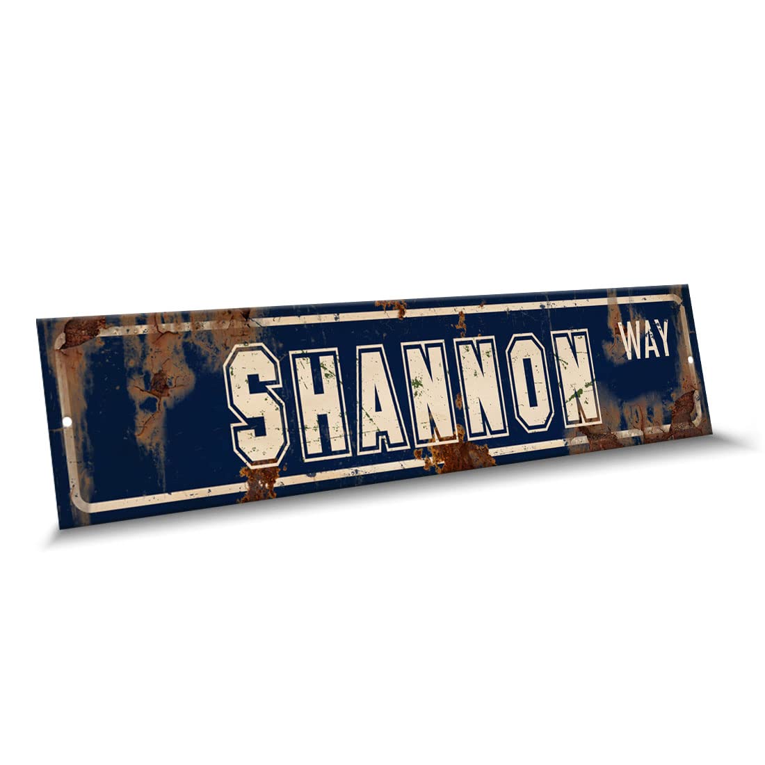 SHANNON Name Navy Blue White Color Street Sign, 4"x 18" Aluminum Metal Novelty Sign, Indoor - Outdoor, Design f3