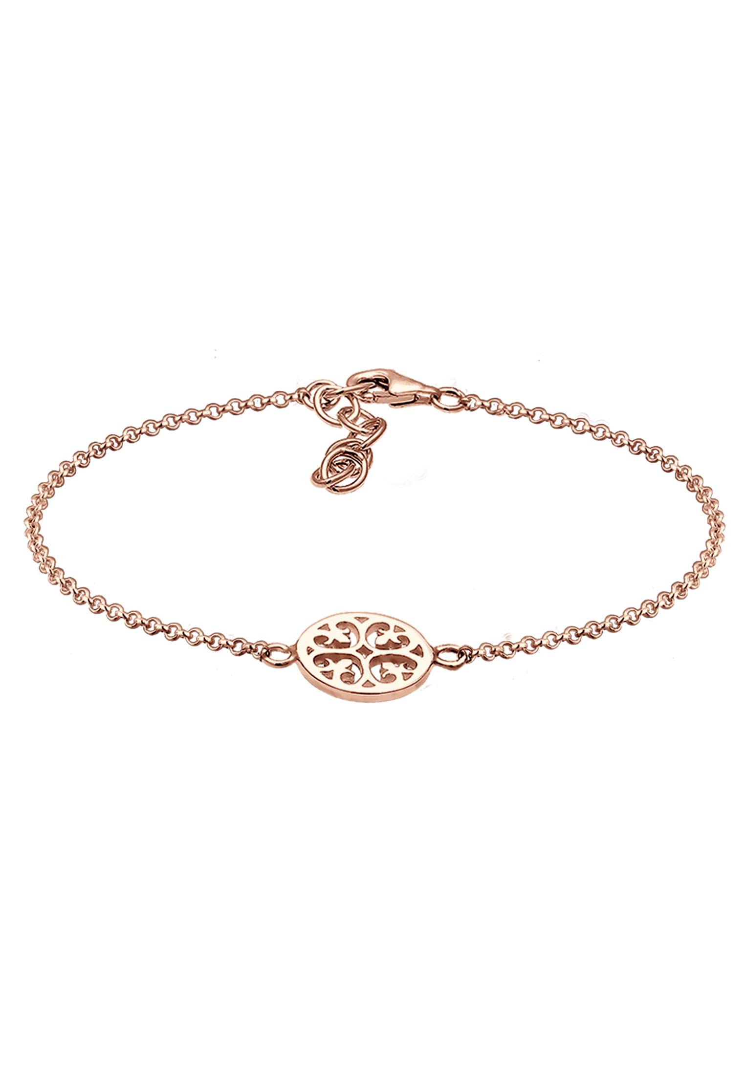 Elli Women Genuine Jewellery Wristwear Bracelets Strand Ornament 925 Sterling Silver Gold Plated Rose Length 17 cm
