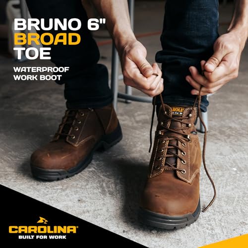 Carolina Bruno 6" Waterproof Broad Toe Work Boots for Men - Cushion Insole, EVA Midsole, Oil- & Slip-Resistant Rubber Outsole, EH Rated2