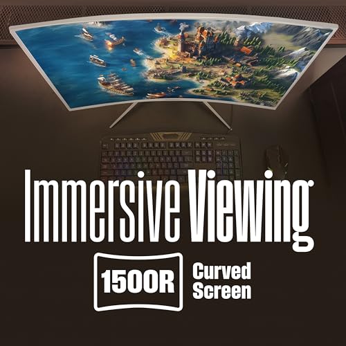 Image of Westinghouse 32 Inch Curved Gaming Monitor, 240Hz, 1ms, FHD 1080P, 1500R, 3000:1 Contrast Ratio, 118% sRGB, AMD FreeSync, Eyecare, for PC Games with Built-in Speakers, DisplayPort, HDMI-White