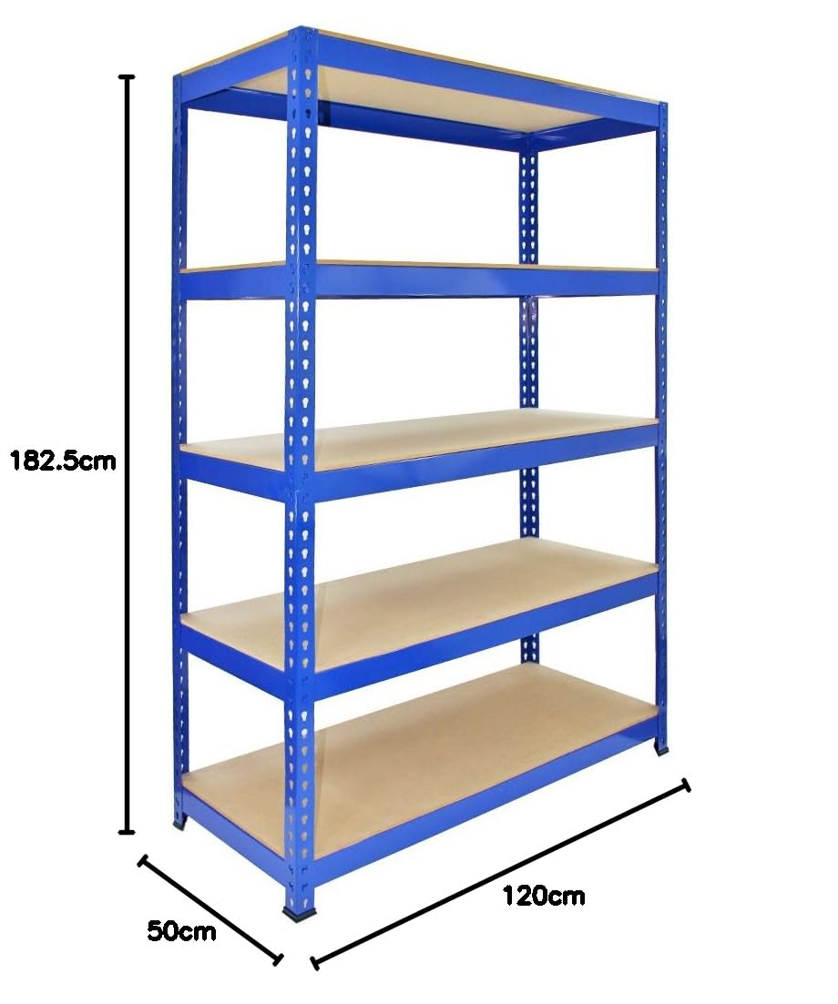 Monster Racking 5 x wytrzymałe metalowe stojaki | 2 x duże (90 cm szerokości) i 3 x bardzo duże (120 cm) szerokości | półki do przechowywania regałów do warsztatu garażowego