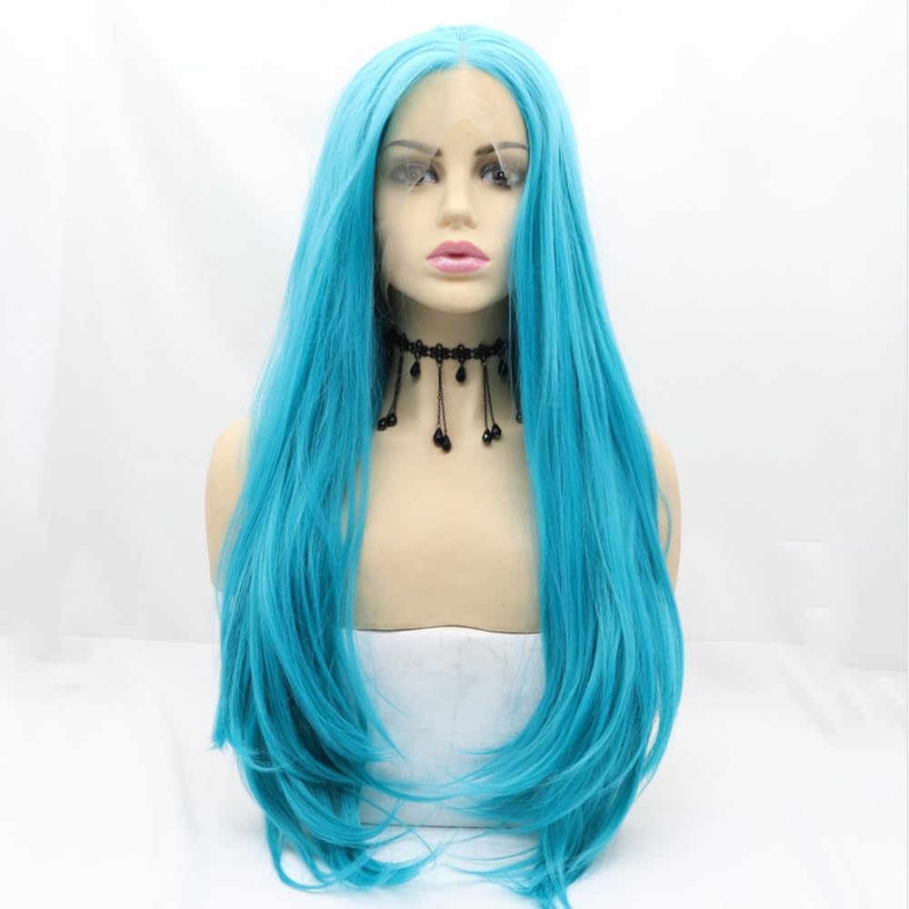Xiweiya Wigs Blue Wigs Synthetic Lace Front Wigs Long Straight Wigs For Women Hair Heat Resistant Fiber Hair Wigs Cosplay Wigs