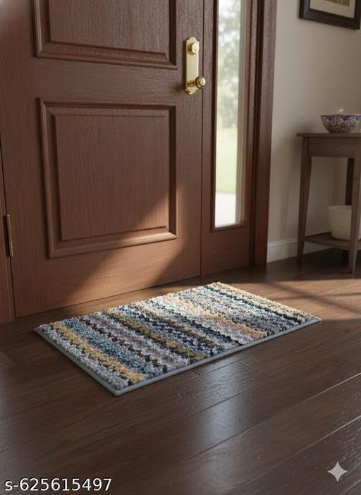, Anti-Slip Microfibre Bathmat,Microfiber Luxe Home Bath Mat Super Soft Non Slip Vegas Mats for Bathroom, Kitchen, Bedroom, and Door (40X60 Cm, Multicolor) Pack of 1, Rectangular 3