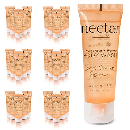 World Amenities Nectar Bulk Body Wash | 300 Count, 1 oz| Sweet Orange Blossom, Mini Travel Size Toiletries (100% Recyclable Tube with Flip Top Cap) Hotel Amenities, Airbnb Rentals, For All Skin Types