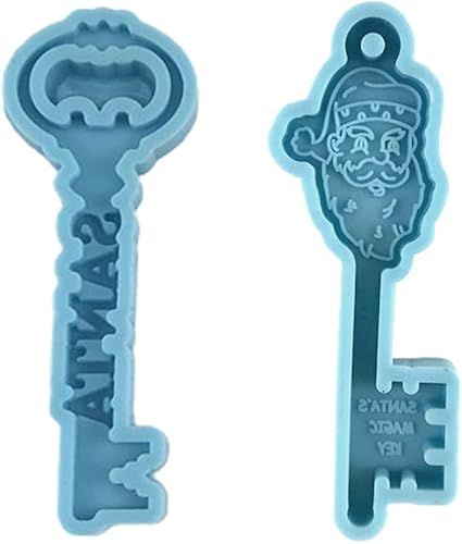 appuivbt Moldes de resina de silicona en forma de llave de Papá Noel de Navidad, colgantes de resina epoxi para hacer joyas