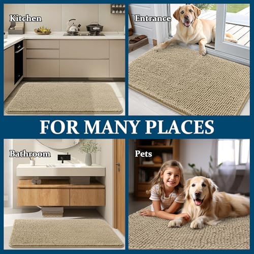 OLANLY Tapete de porta de cachorro para patas enlameadas 61 x 40 cm, absorve umidade e sujeira, tape