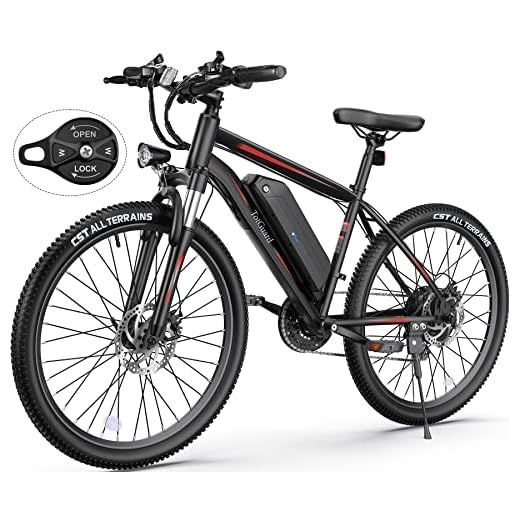 Wooken Electric Bike, Bike for Adults 27.5'' E-Bikes with 500W Motor, 21.6MPH Mountain Lockable Suspension Fork, Removable Battery, Professional 21 Speed Gears Bicycle (Red)