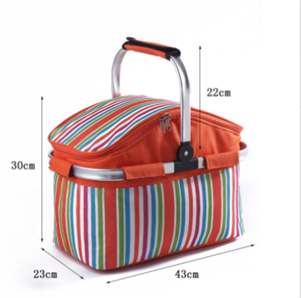 Kosz Piknikowy Izolowany Kosz Piknikowy Torba Na Lunch Tote Piknik Świeżym Powietrzu Z Grillem Przyjęcia Świąteczne Przenośny Dekoracja(Oranje)