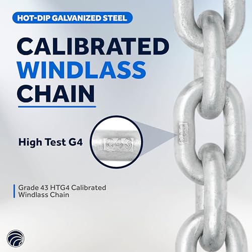image for Five Oceans Marine Grade Windlass Anchor Chain for Boats, 1/4 inch x 5
