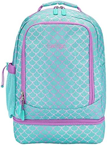 Bentgo® Kids 2-in-1 Backpack & Insulated Lunch Bag - Durable 16” Backpack & Lunch Container in Unique Prints for School & Travel - Water Resistant, Padded & Large Compartments (Mermaid)