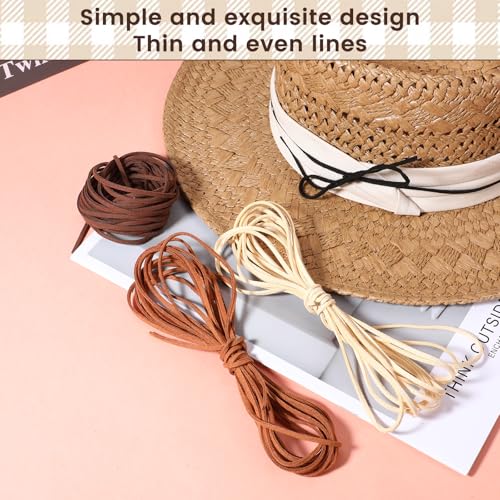 cobee 4 Rollen Lederschnur, Lederband für Ketten Leder Schnur Faux 5 m x 2,5 mm Leder Schnüre für DIY Armbänder Halsketten Schmuck Kunsthandwerk Geschenke (Schwarz+Mittelbraun+Rotbraun+Beige)